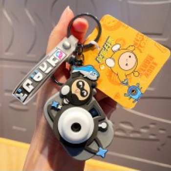 AB-8128 Eggy Party Camera Keychain – Black Egg Edition